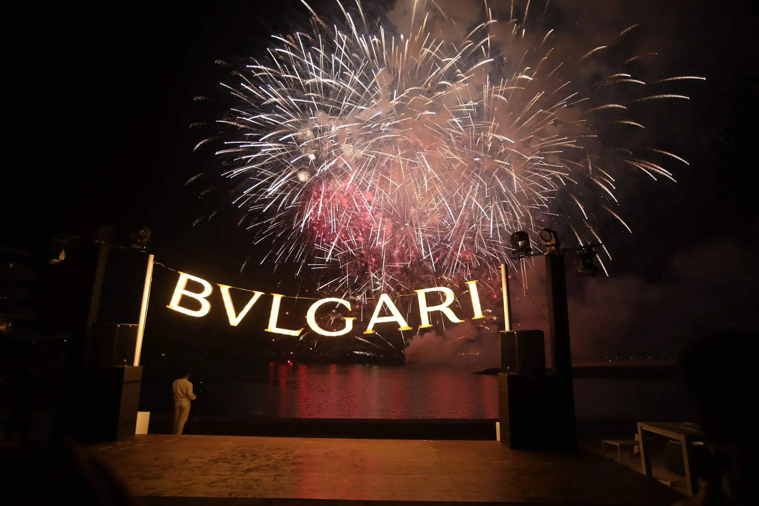 Bulgari fireworks event — luxury brand activation, Cannes